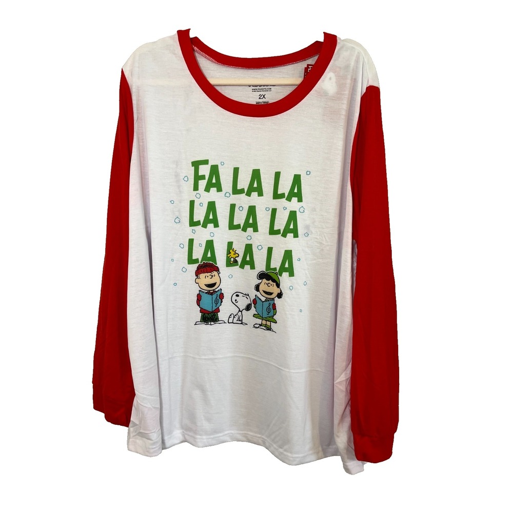 Peanuts Christmas Top 2X Festive Holiday Lounge Charlie Brown Snoopy Retro